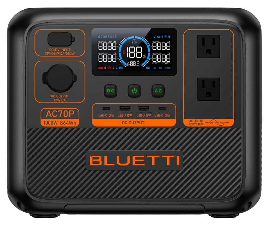 Bluetti AC70P Portable Power Station - 1000W - 864Wh