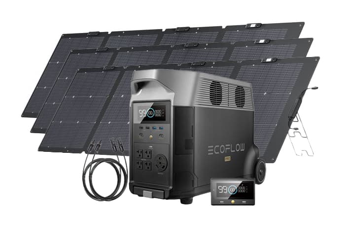 EcoFlow Delta Pro Portable 660W Solar Generator Bundle - With Free Remote and MC4 Extension Cable