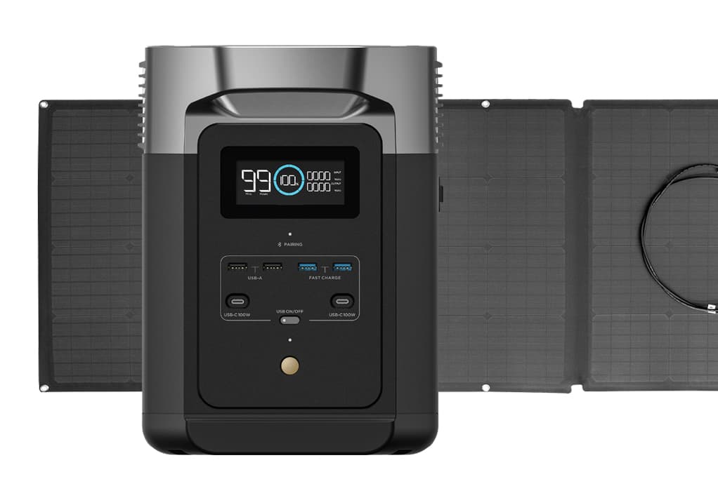 EcoFlow Delta 2 Portable Solar Generator Kit - With 110 Watts of Solar
