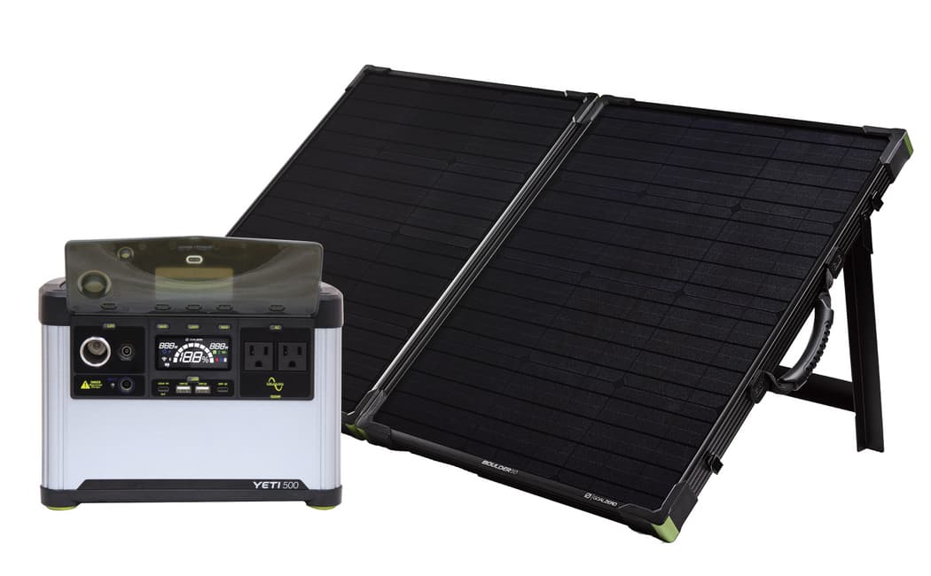 Goal Zero Yeti 500 6G 120V Compact  Solar Generator Kit - Boulder 100 Briefcase Solar Panel