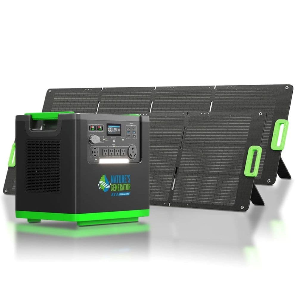 Natures Generator Lithium 6000 Portable Power Station with 2x 200W Folding Solar Panels