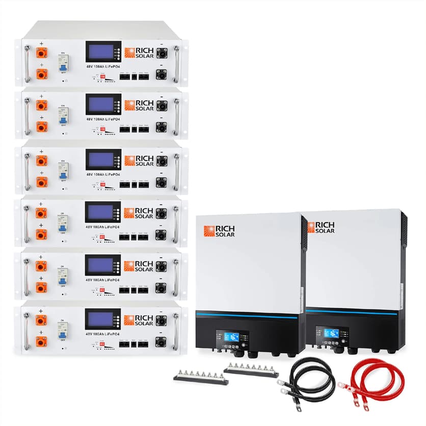 Rich Solar Off-Grid Back-up Power Kit | 13,000W 120/240V Output - 28.8 kWh LFP Battery
