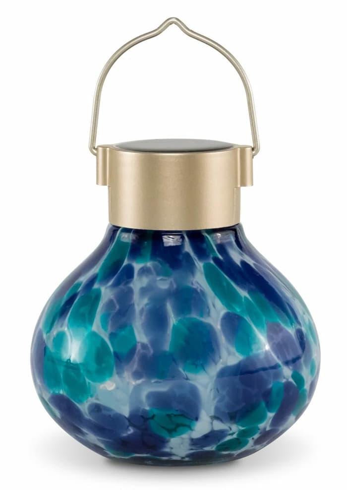 Handblown Glass 5 Inch Solar Tea Lantern - Tidal Blue