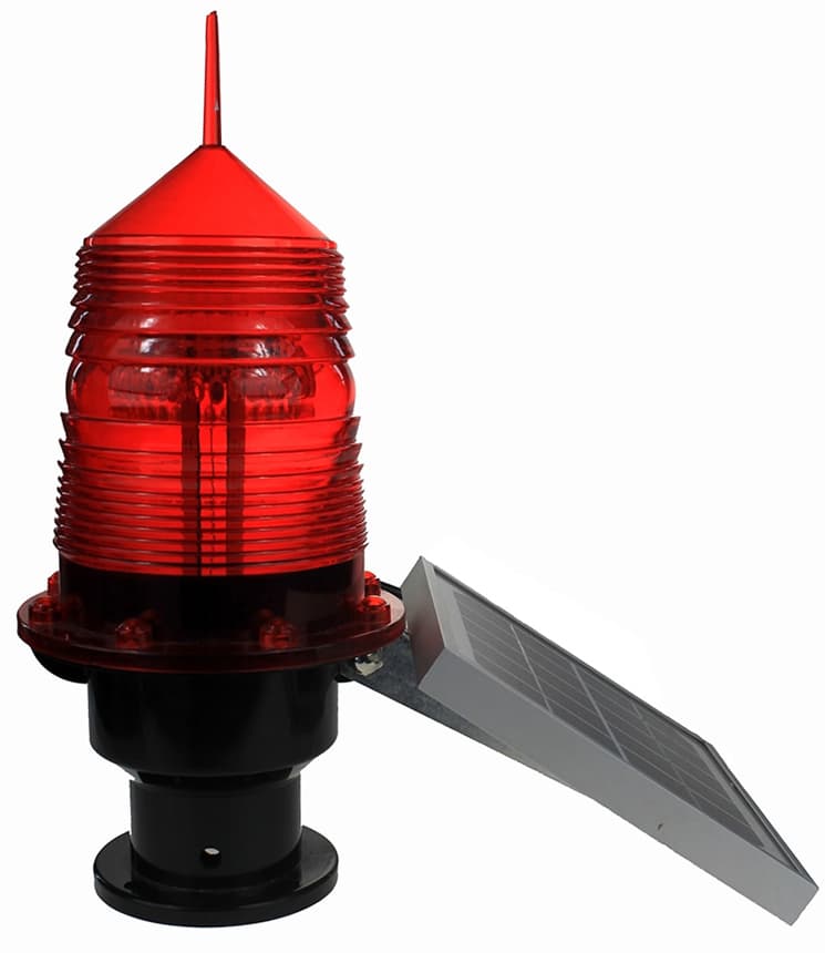 Solar Warning Beacon Lamp in Red - Flashing