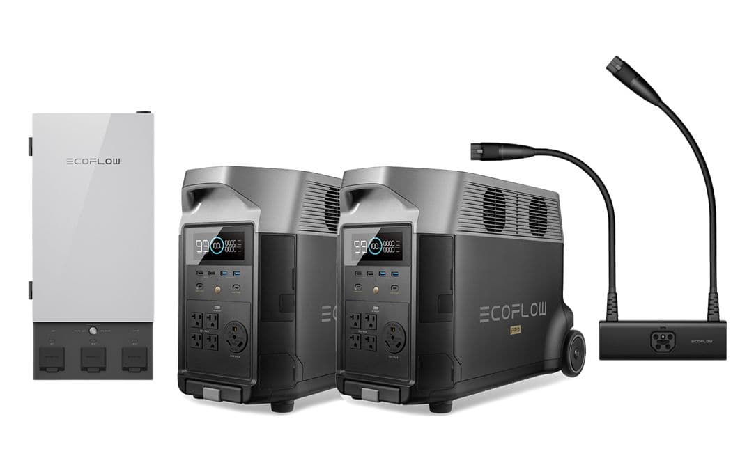 2x EcoFlow Delta Pro Portable Power Stations with Smart Home Panel 2 Automatic Transfer Switch - 7200 Watt Hours