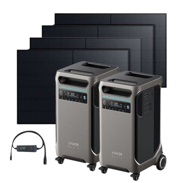 2x Anker SOLIX F3800 with 4x 440W Rigid Solar Panels & Double Power Hub Kit
