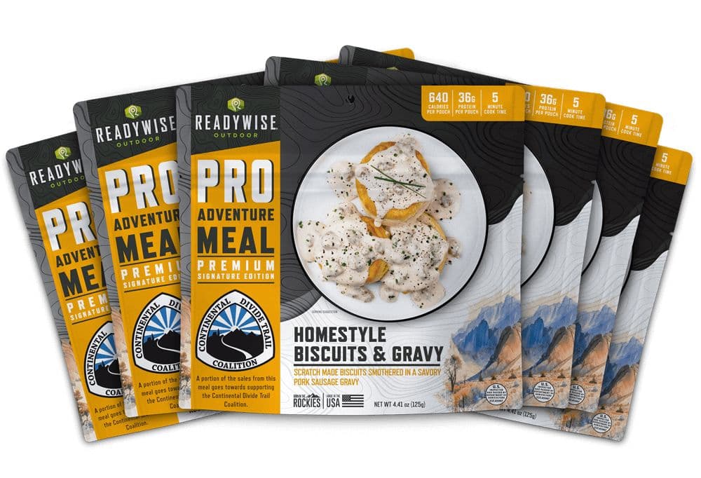 ReadyWise 6 Count Homestyle Biscuits & Gravy - Signature Edition Pro Adventure Meal with Continental Divide Trail Coalition