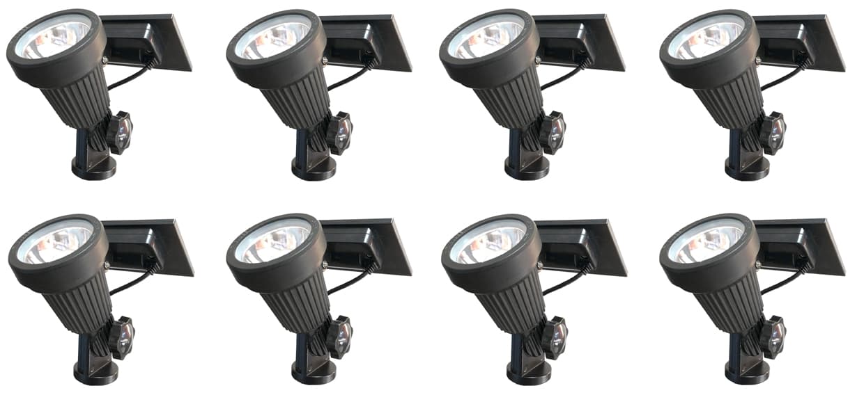 8 Piece Residential Warm White LED Solar Spotlight Landscape Lighting Kit with Stakes