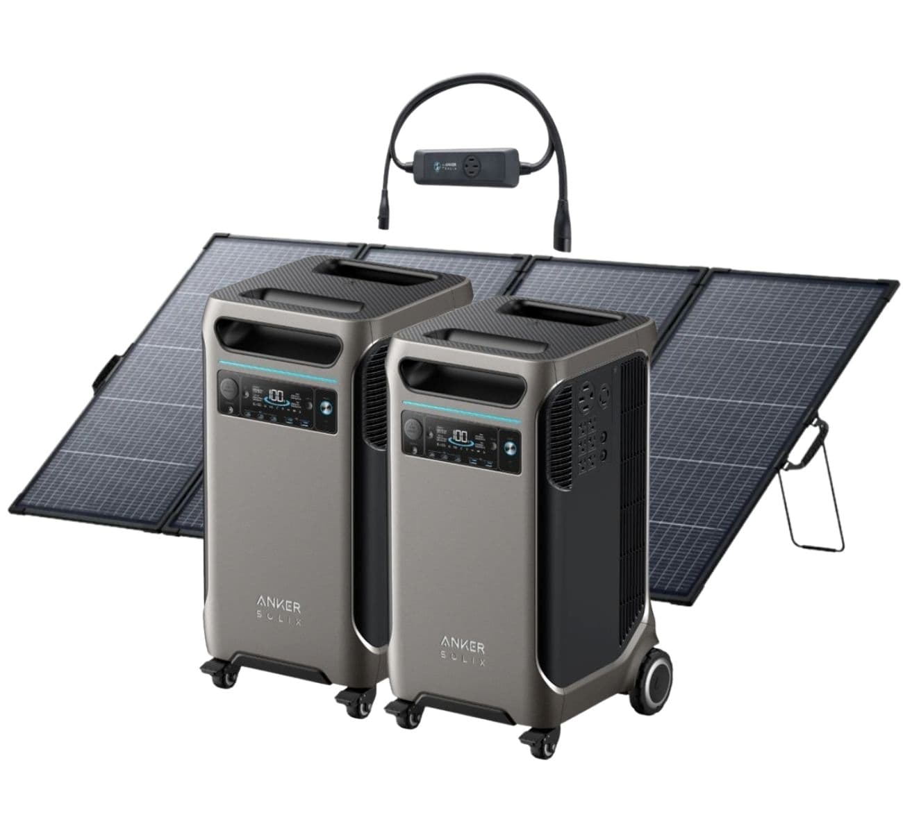 2x Anker SOLIX F3800 12 kW Double Power Hub Solar Generator Kit - With 400W Bifacial Solar Panel