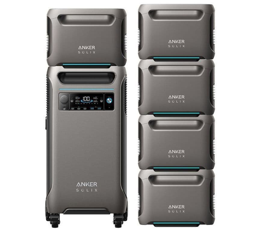 Anker SOLIX F3800 Portable Power Station with 5x Expansion Batteries - 23 KWh