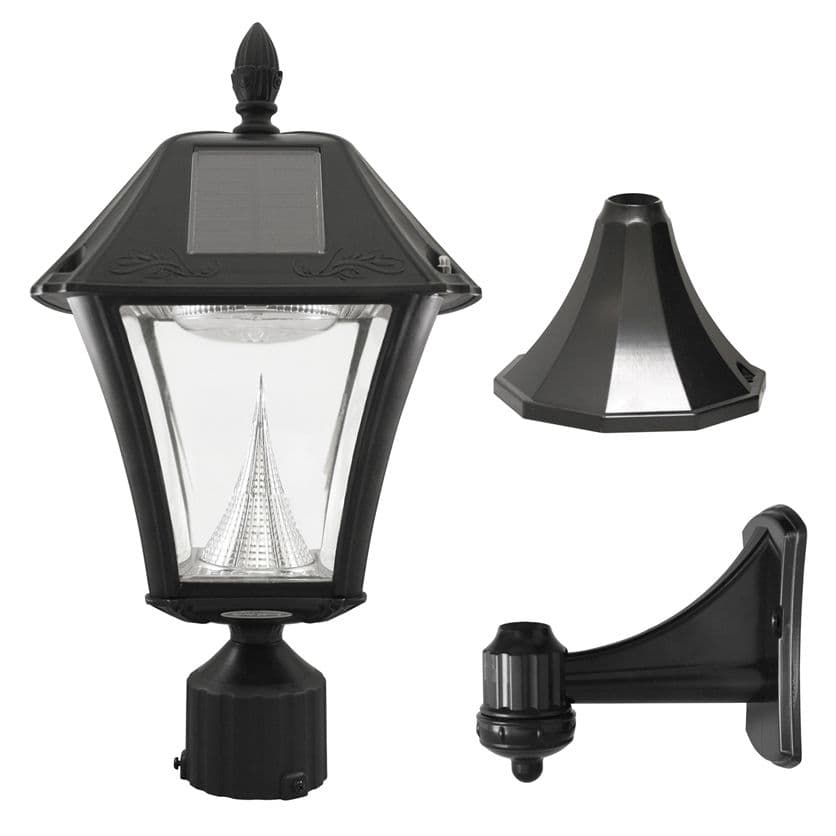 Baytown II Solar Light - With Pole, Post & Wall Mount Kit - Black