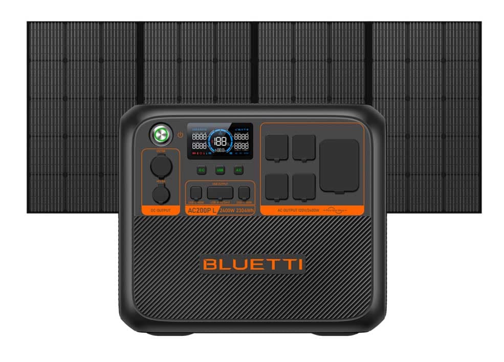 Bluetti AC200P L Portable Power Station - 2304Wh - 2400W - Includes 350W Solar Panel