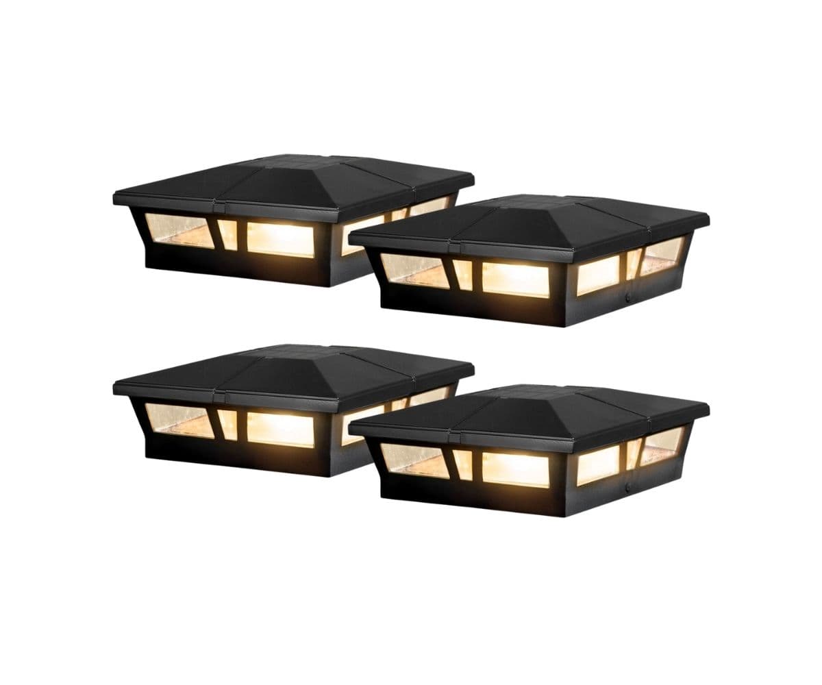 Classy Caps Black Cambridge Solar Post Cap for 6 x 6 Posts - 4 Pack