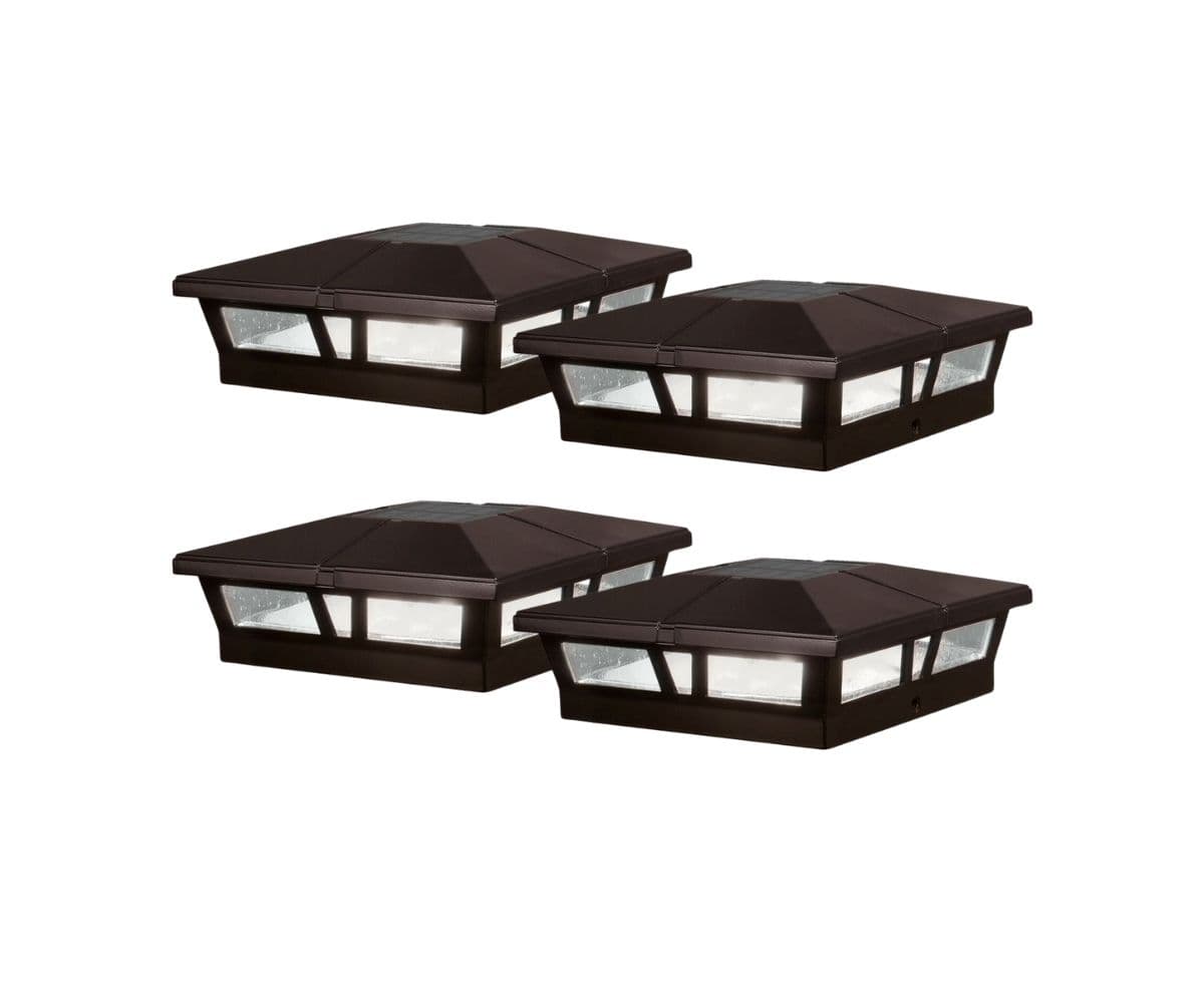Classy Caps Brown Cambridge Solar Post Cap for 6 x 6 Posts - 4 Pack