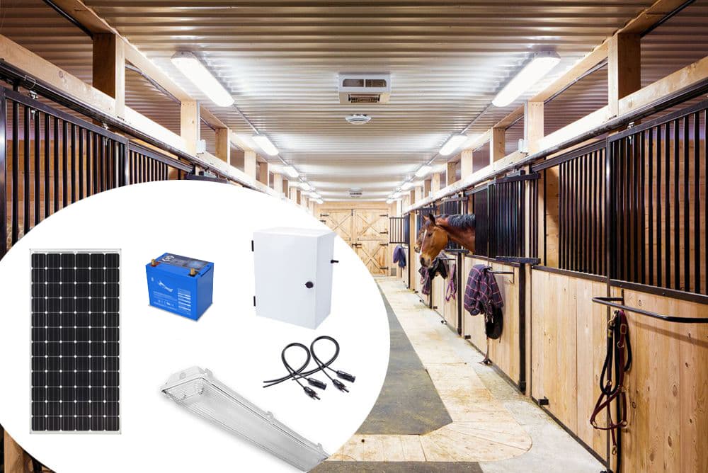 Earthtech Products Barn and Outbuilding Lighting Kit - 1 Light (2,379 Lumens), 50W Solar Panel, 55 Ah Battery