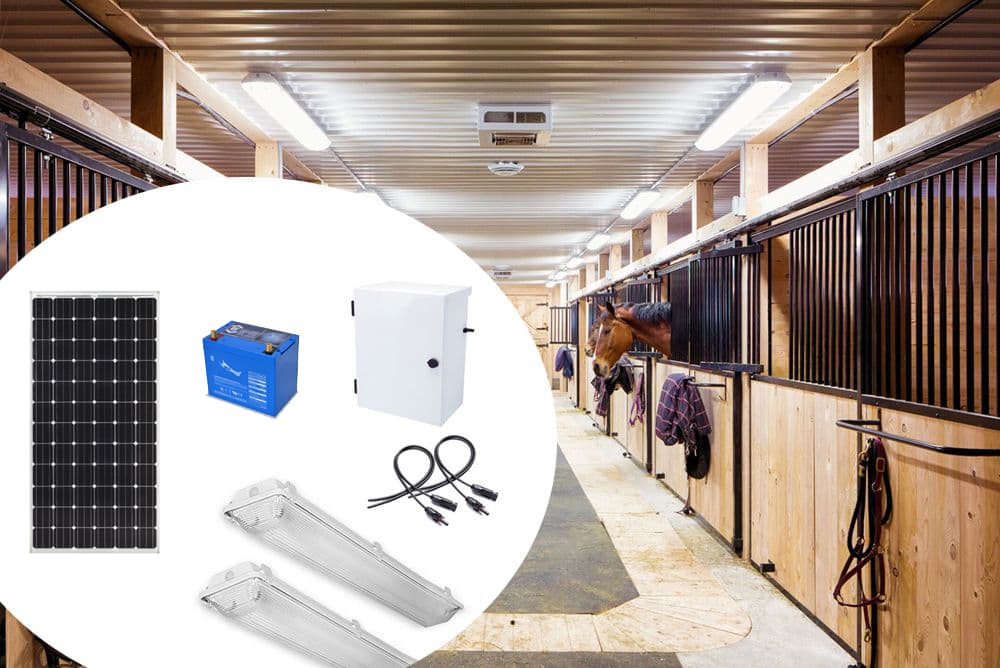 Earthtech Products Barn and Outbuilding Lighting Kit 2 - 2 Lights (4,758 Lumens), 100W Solar Panel, 85 Ah Battery