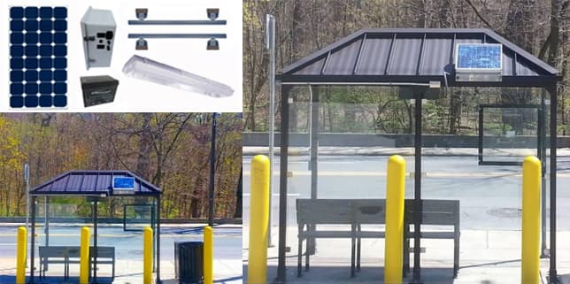 Earthtech Products Solar Bus Stop Lighting Kit - 1 Light (1,264 Lumens), 100W Solar Panel, 55 Ah Battery - Zone 3