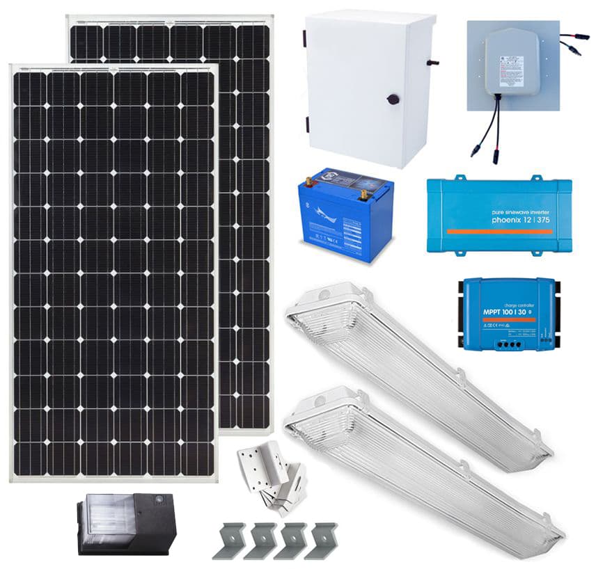 Earthtech Products Solar Power & Lighting Kit for Sheds, Garages & Remote Cabins - 140 Amps