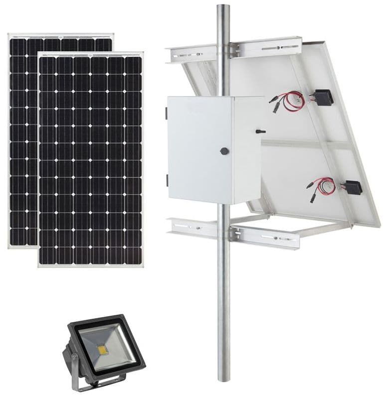 Earthtech Products Solar Sign & Landscape Light Kit - 1 Light (3600 Lumens), 2 - 100W Solar Panel, (1) 140 Ah Battery - 14 Hour Run Time