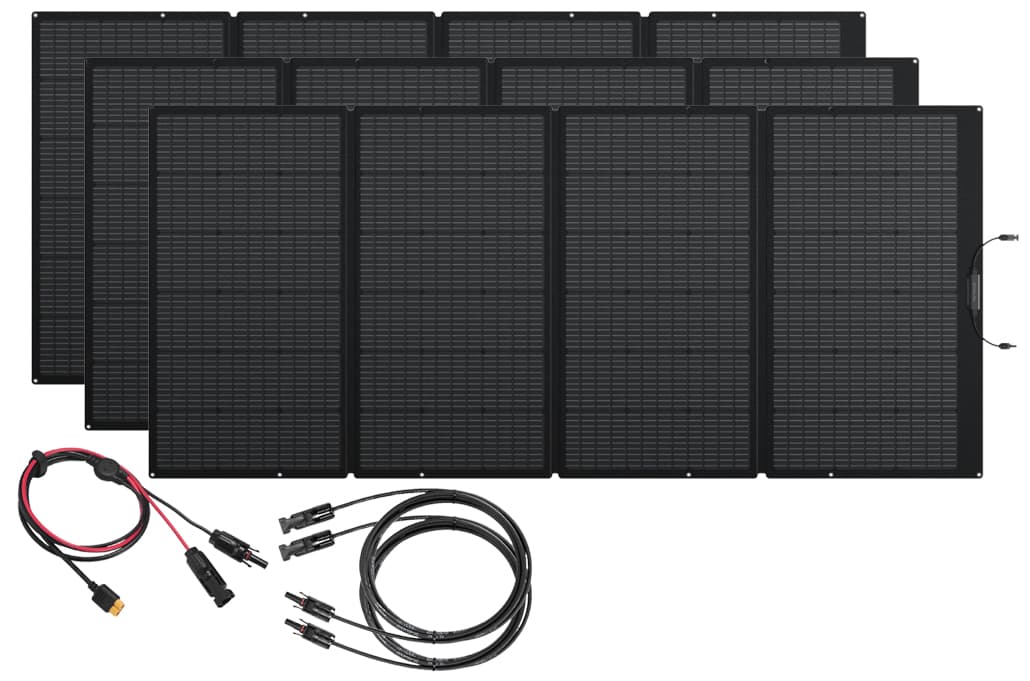 EcoFlow 1200W Solar Panel Add On Kit - 400W - 3 Pack with XT60i and MC4 Extension Cables