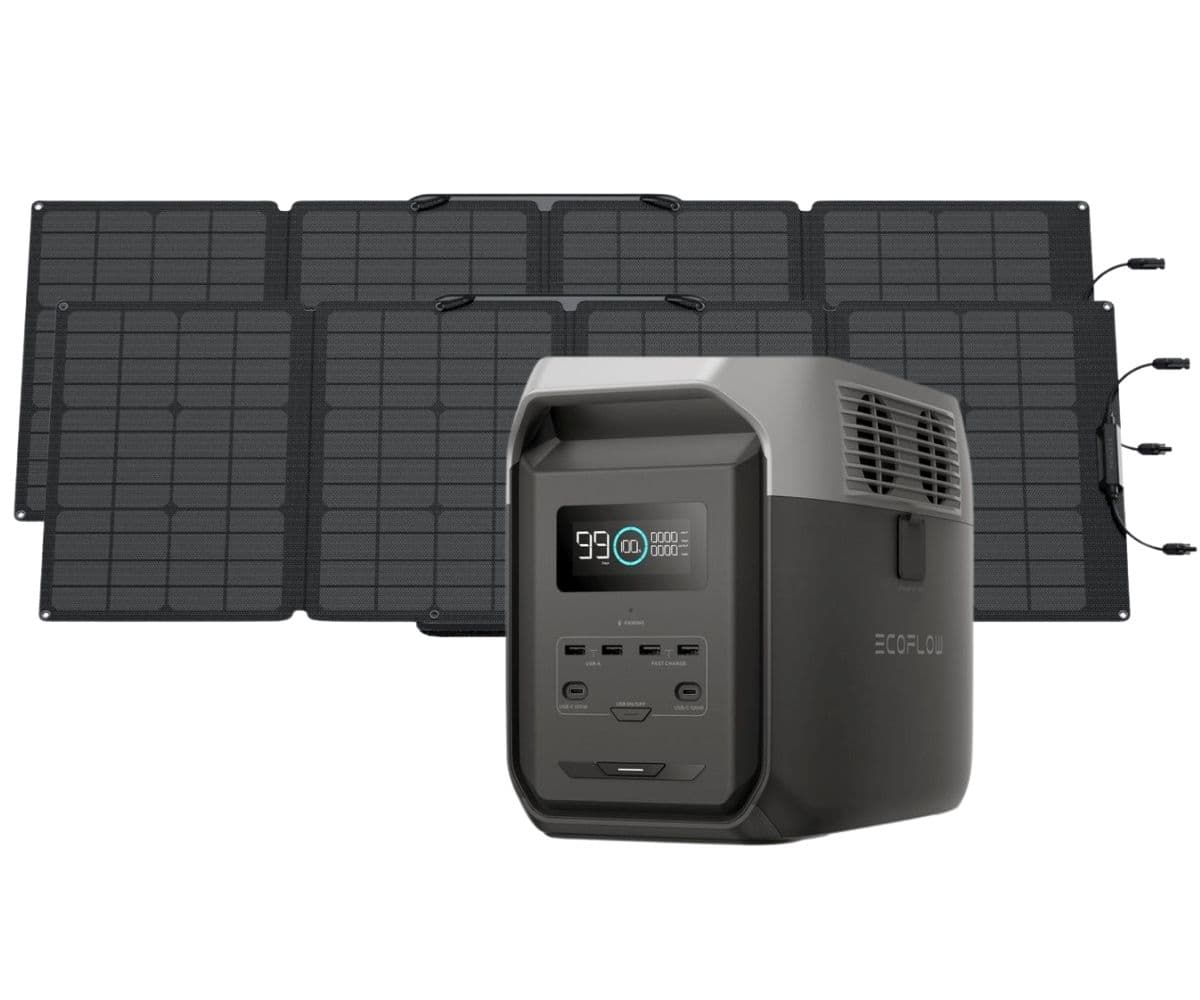 EcoFlow Delta 3 1500 Solar Generator Kit - Featuring the EcoFlow 2-Pack 110 Watt Solar Panel