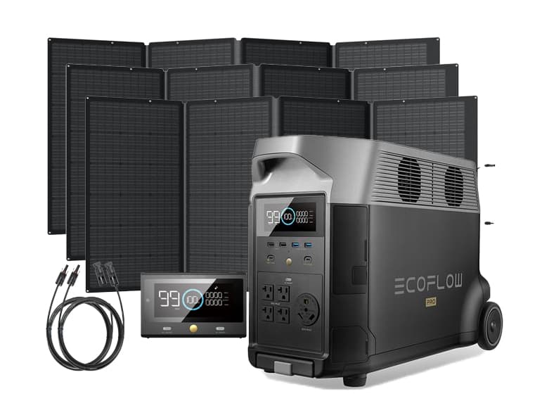 EcoFlow Delta Pro Portable Solar Generator Kit - With 1200 Watts of Solar - Includes Free Remote and Extension Cable