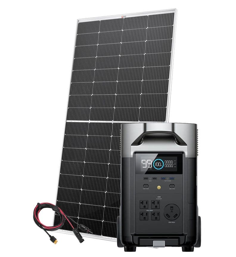 EcoFlow Delta Pro Solar Generator Kit - With Rich Solar Mega 250 Watt Monocrystalline Solar Panel