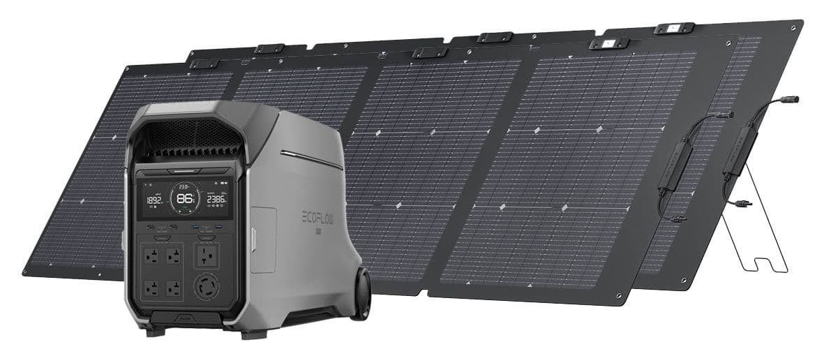 EcoFlow Delta Pro 3 Portable Solar Generator Kit - With 2x 220W Bifacial Solar Panels