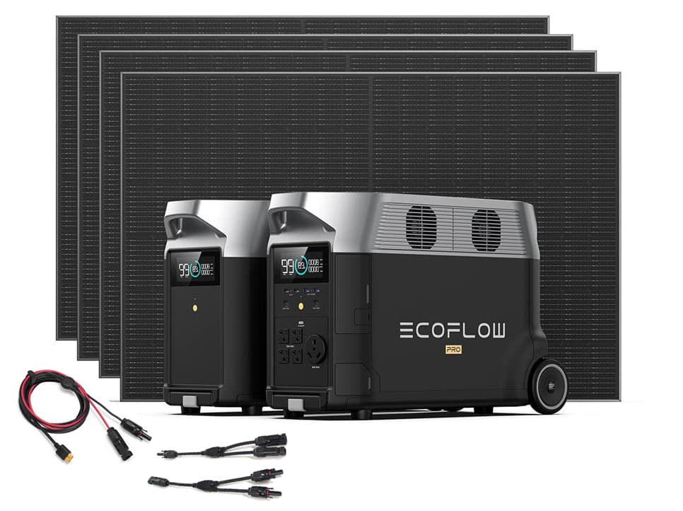 EcoFlow Delta Pro Power Station & Expansion Battery Kit with 4x 400 Watt Rigid Solar Panels