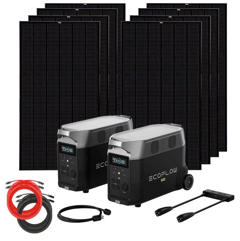 EcoFlow Delta Pro EV Charging Solar Generator Kit - With 3280 Watts of Solar