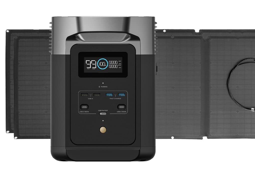 EcoFlow Delta 2 Portable Solar Generator Kit - With 2x 110 Watt Solar Panels