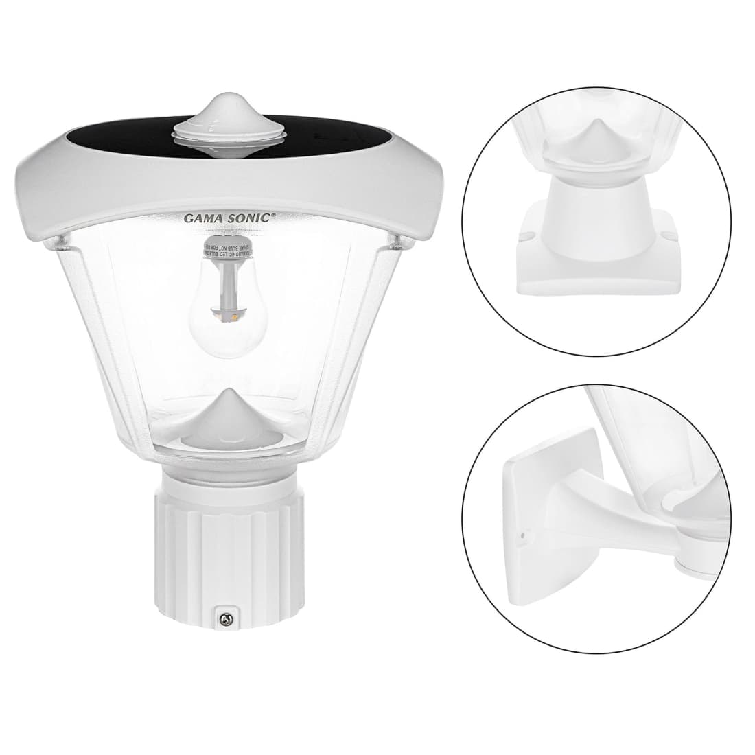 Gama Sonic Haven Outdoor Solar LED Light - Wall, Pier and 3 inch Fitter Mount in White