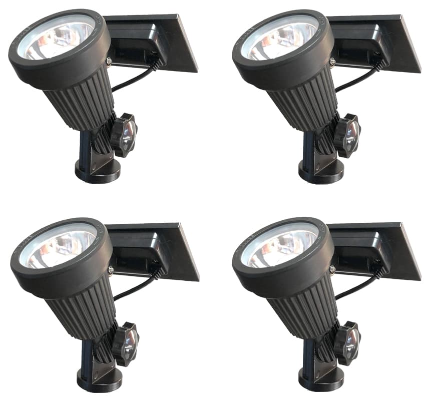 High Output Solar Spot Light - 4 Piece Warm White LED Solar Spotlight Landscape Lighting Kit with Stakes