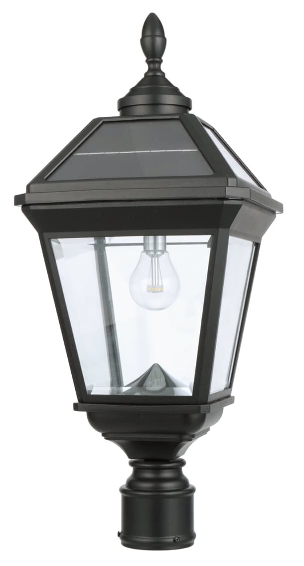 Gama Sonic Imperial Bulb Solar Post Light with Trapezoidal Solar Panels with 3" Fitter Mount