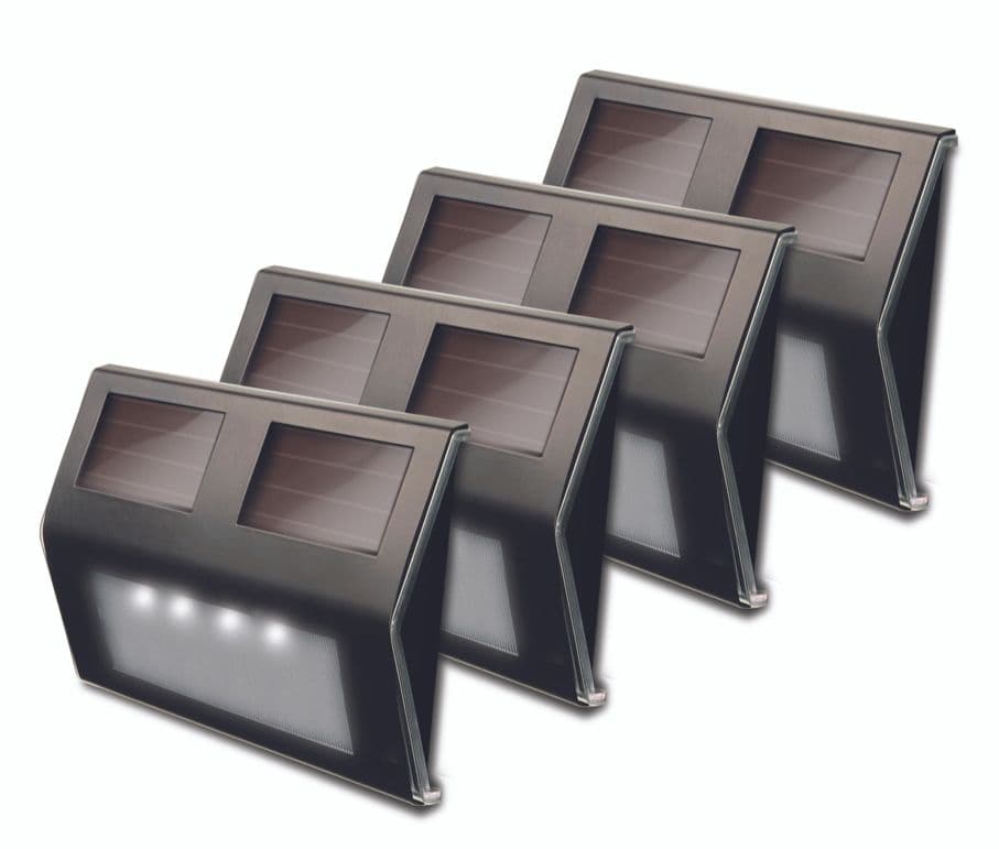 Maxsa Innovations Solar Powered Metal Bronze Deck Lights - 4 Pack