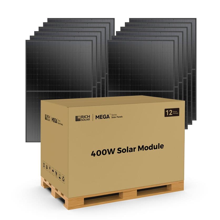 Rich Solar Mega 400 Watt Black Monocrystalline Solar Panels - 12 Pack - UL Certified