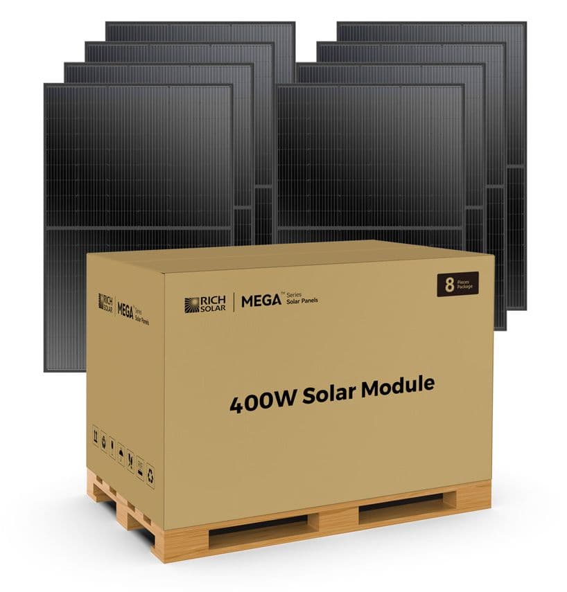 Rich Solar Mega 400 Watt Black Monocrystalline Solar Panels - 8 Pack - UL Certified