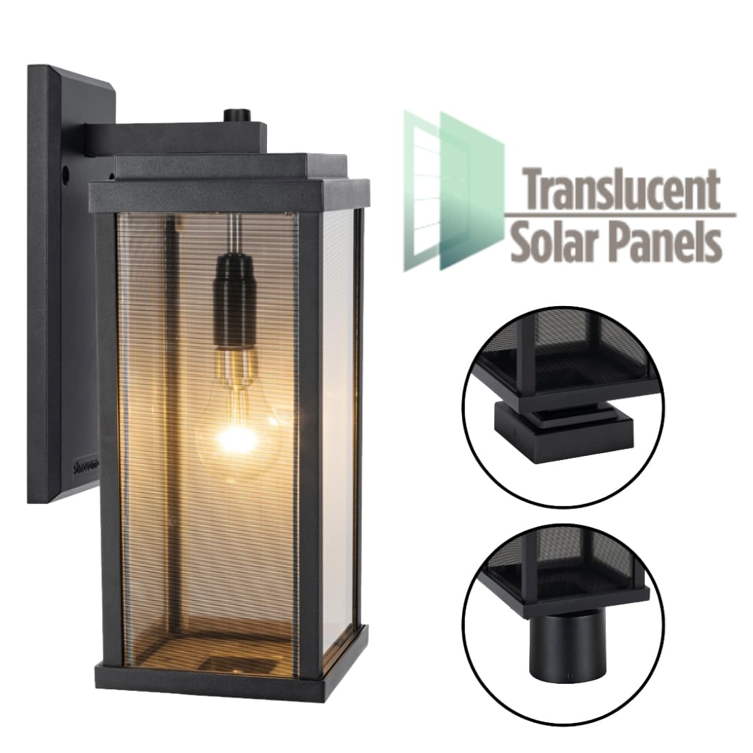 Modern Nova Translucent Solar Light - With Pole, Post & Wall Mount Kit