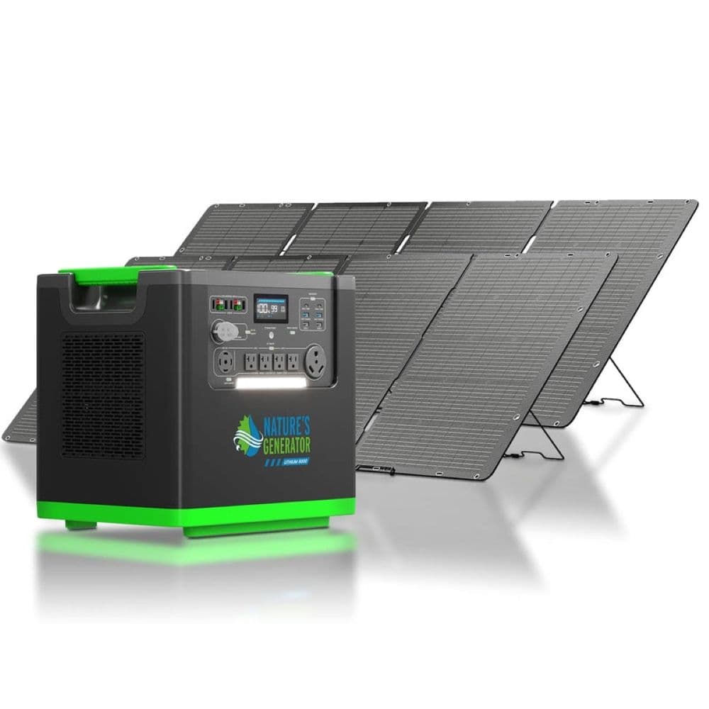 Natures Generator Lithium 6000 Portable Power Station with 2x 400W Folding Solar Panel