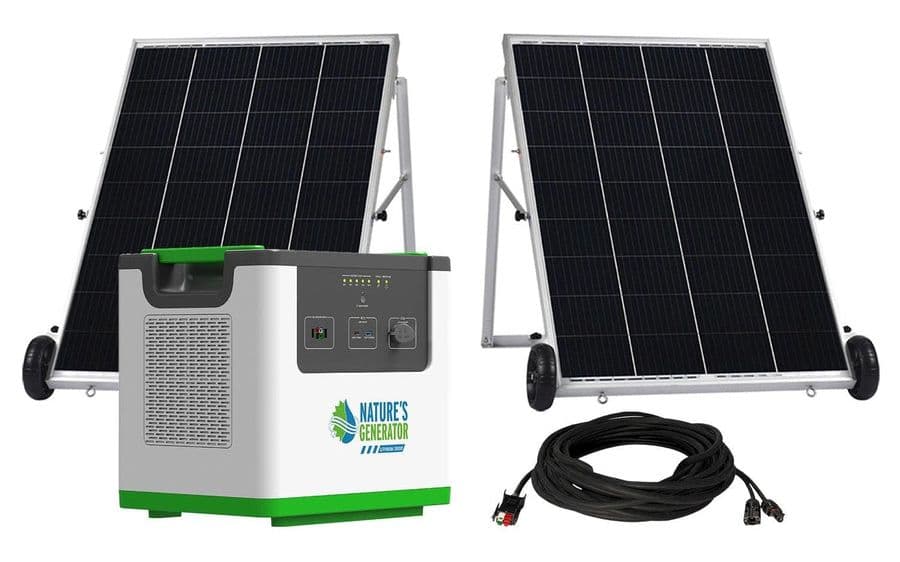 Natures Generator Lithium 3600 Solar Generator Kit - With 2x 100W Solar Panels
