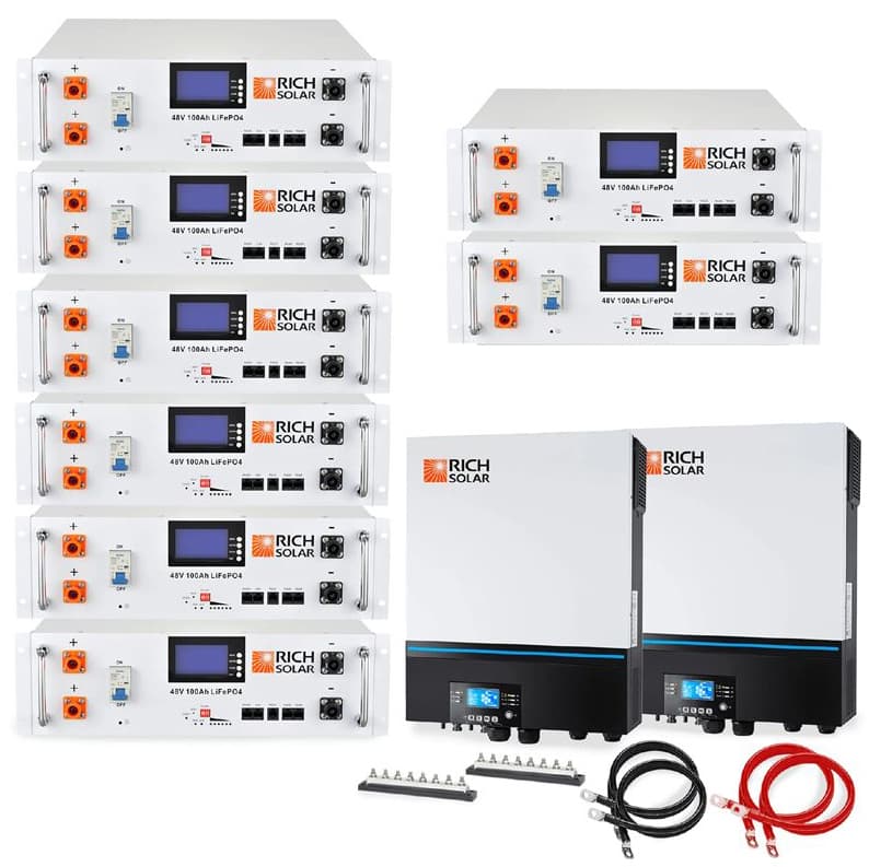 Rich Solar Off-Grid Back-up Power Kit | 13,000W 120/240V Output - 38.4 kWh LFP Battery