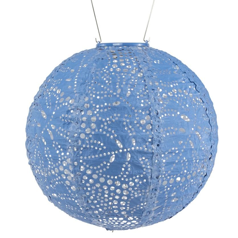Allsop Soji Stella - Monstera - 12" Solar Lantern in Cornflower Blue