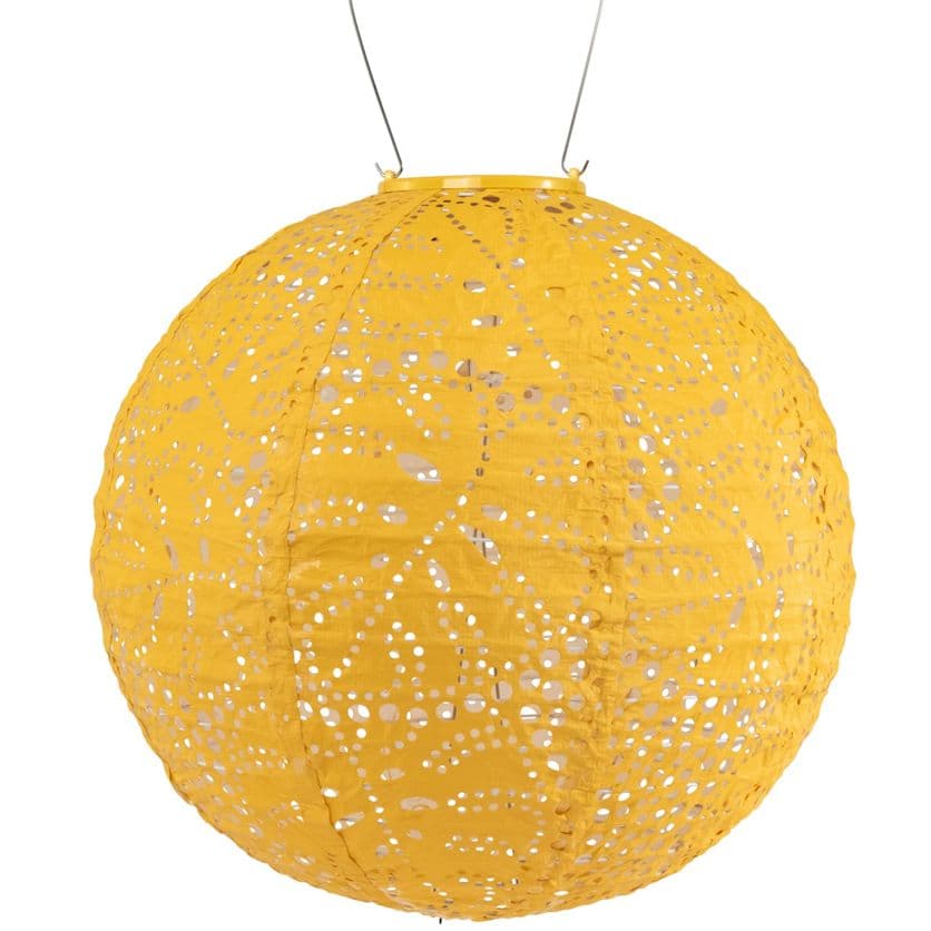 Soji Stella - Monstera - 12" Solar Lantern in Marigold Yellow
