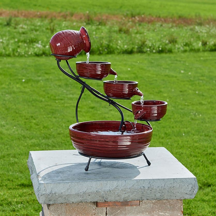 Solar Cascade Solar Fountain - Lava Red