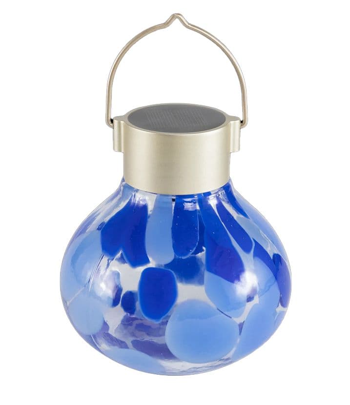 Handblown Glass 5 Inch Solar Tea Lantern - Periwinkle