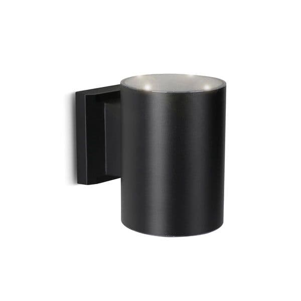 Techko Solar Wall Light - Cylinder Modern Aluminum Black Sconce