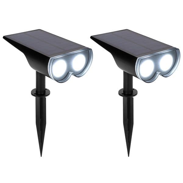 Techko Solar Spotlight With Wall Mount & Ground-Stake - 2 Pack